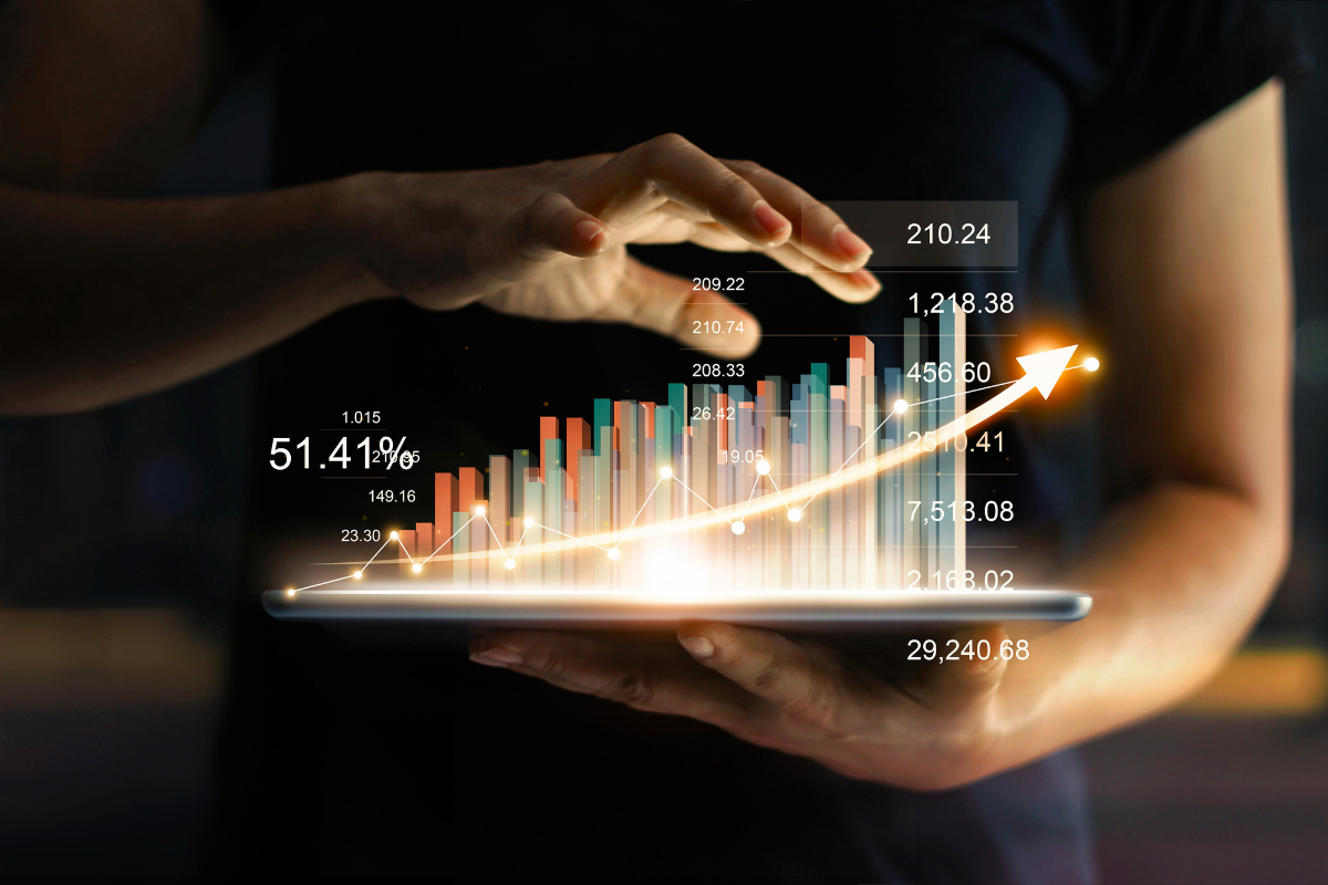 graphique avec statistiques montantes